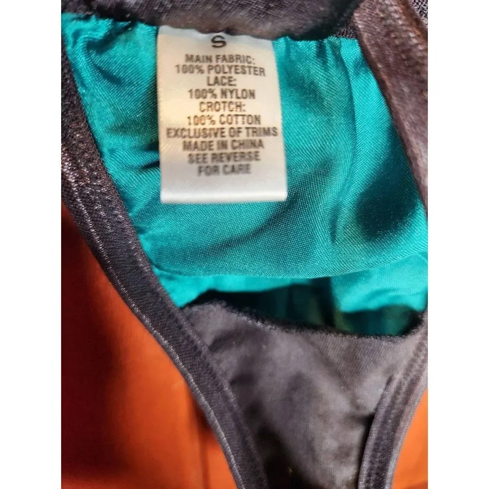 NWT Frederick's of Hollywood Seduction Teal and Black Lace G String Small